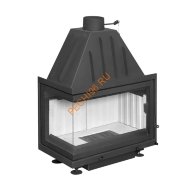 Каминная угловая топка Экокамин Альфа 700 L/R два стекла, белый шамот