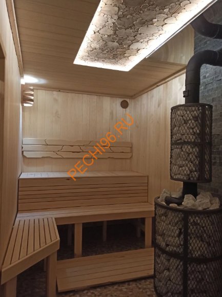 Печь банная Атмосфера L сетка нержавейка, с газовой горелкой