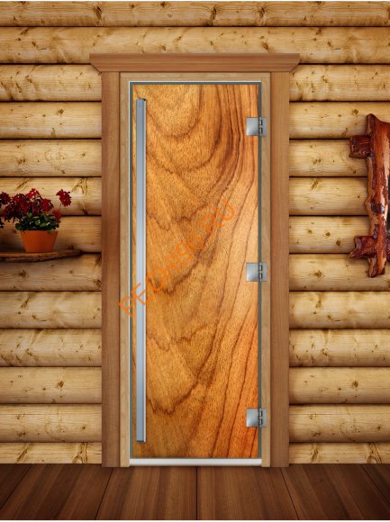 Дверь стеклянная DoorWood «Престиж», 700х1900мм, с фотопечатью «Рыжая вишня»