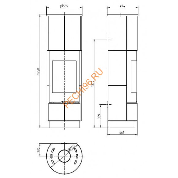 Печь-камин Thorma DELIA Serpentino черная Печь-камин Thorma DELIA Serpentino черная