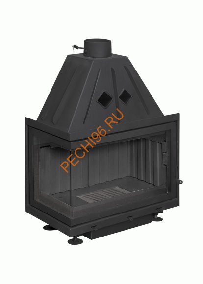 Каминная топка Экокамин Альфа 700 L/RB два стекла черный шамот