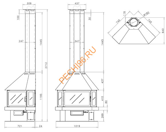Стальной камин Rocal Calor LL-25А Стальной камин Rocal Calor LL-25А