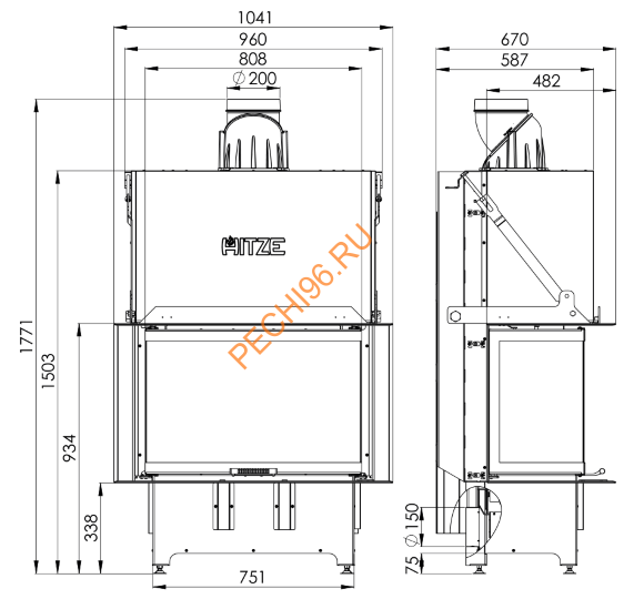 Каминная топка Hitze Trinity 80x35x53G