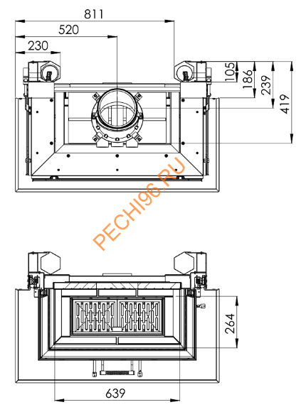 Каминная топка Hitze Trinity 80x35x53G