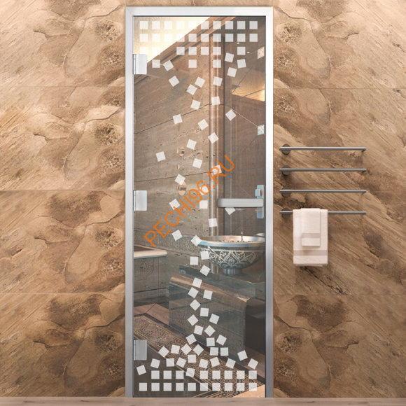 Дверь в хамам стеклянная Арта Элит Арт Мозаика, коробка алюминий