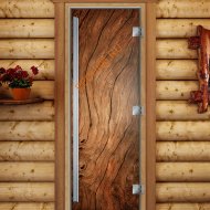 Дверь стеклянная DoorWood «Престиж», 800х2000мм, с фотопечатью «Дуб»