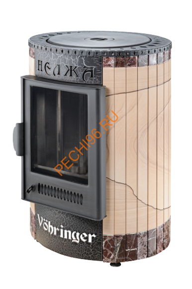 Печь отопительно-варочная Ферингер Нелжа ПФ Окаменевшее дерево перенесенный рисунок+Россо Леванте