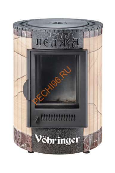 Печь отопительно-варочная Ферингер Нелжа ПФ Окаменевшее дерево перенесенный рисунок+Россо Леванте