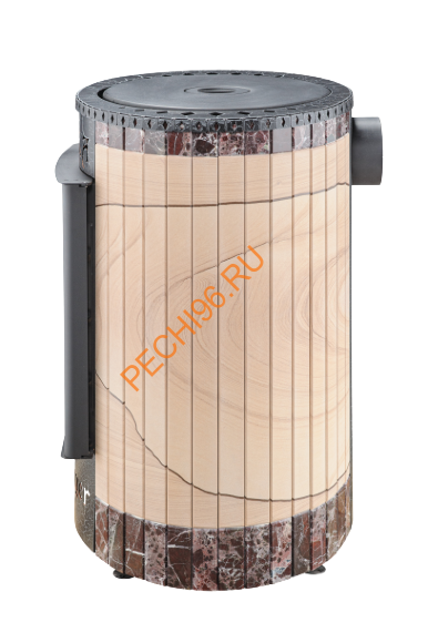 Печь отопительно-варочная Ферингер Нелжа ПФ Окаменевшее дерево перенесенный рисунок+Россо Леванте