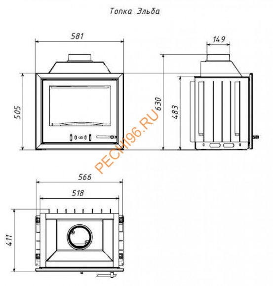 Каминная топка Мета-Бел Эльба 600