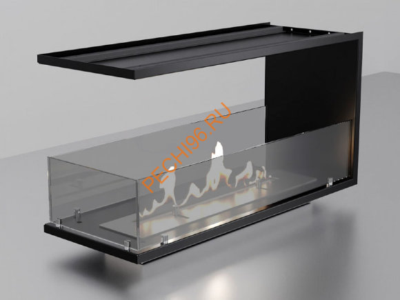 Торцевой биокамин 1000х500х300 мм, стекло тонированное