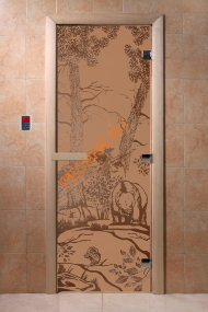 Дверь стеклянная DoorWood «Мишки в лесу бронза матовая», 1800х700 мм Дверь стеклянная DoorWood «Мишки в лесу бронза матовая», 1800х700 мм