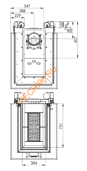 Каминная топка Hitze Trinity 54x80x53G