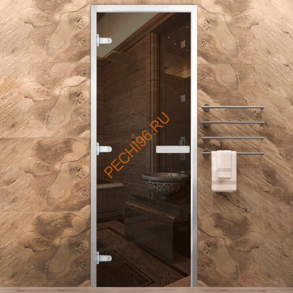 Дверь в хамам стеклянная Арта Стандарт Бронза, коробка алюминий Дверь в хамам стеклянная Арта Стандарт Бронза, коробка алюминий