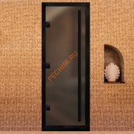 Дверь в хамам стеклянная Арта Престиж ВР Бронза MATELUX, коробка черная алюминий с порогом Дверь в хамам стеклянная Арта Престиж ВР Бронза MATELUX, коробка черная алюминий с порогом