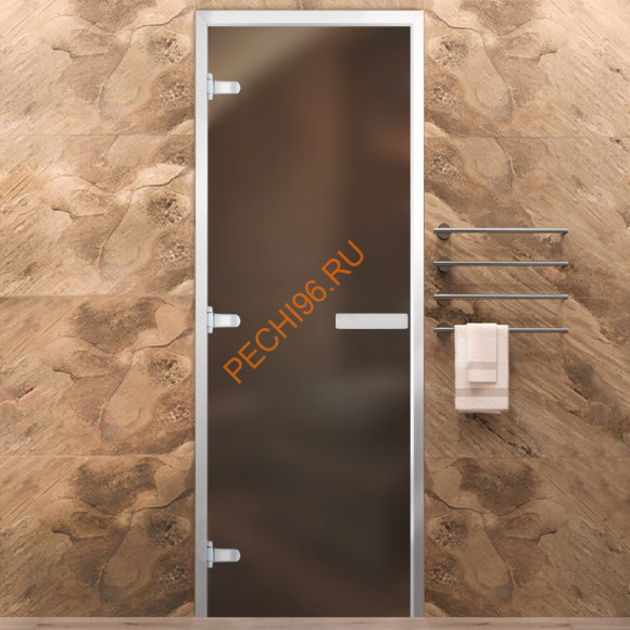 Дверь в хамам стеклянная Арта Стандарт Бронза матовая, коробка алюминий