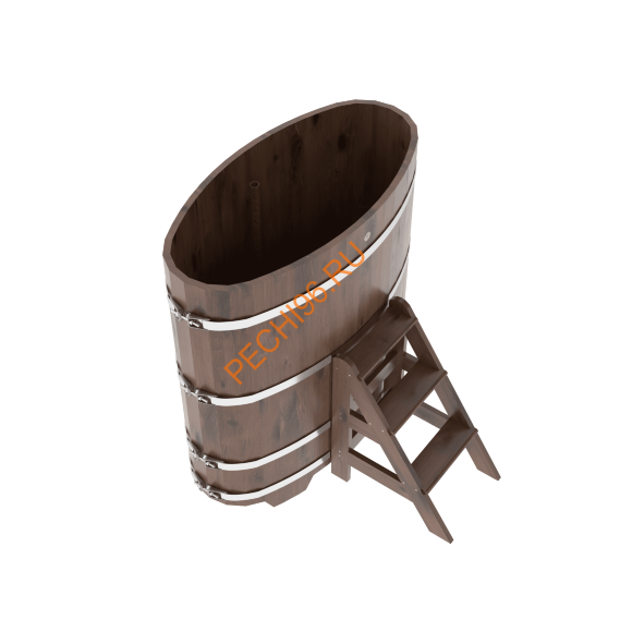 Купель для бани BentWood овальная из мореного дуба Рустик, 0,69х1,31