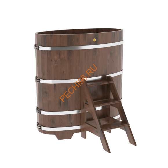 Купель для бани BentWood овальная из мореного дуба Рустик, 0,69х1,31