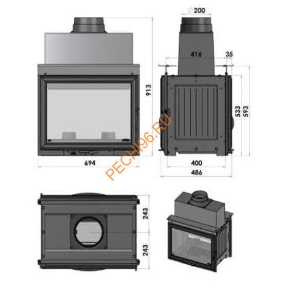 Каминная топка CHAZELLES CDF701L Каминная топка CHAZELLES CDF701L