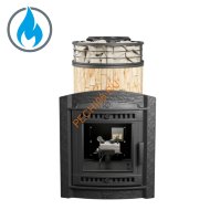 Печь банная Атмосфера L Окаменевшее дерево ламель+сетка, с горелкой