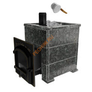 Печь банная Сибирь-премиум 40 (545х545), ТК 300мм, в облицовке Оптима пироксенит