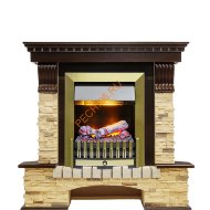 Электрокамин Dimplex Pierre Luxe угловой с очагом Danville Antique Brass FB2 темный дуб/ сланец