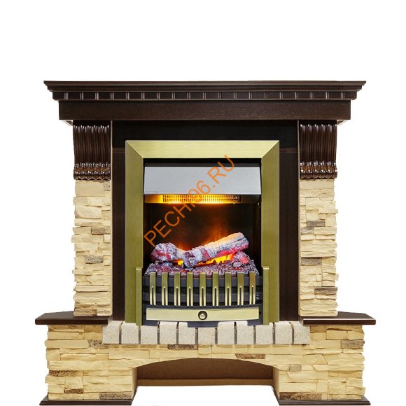 Электрокамин Dimplex Pierre Luxe угловой с очагом Danville Antique Brass FB2 темный дуб/ сланец