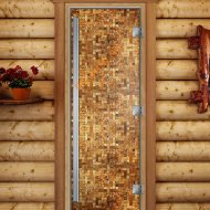 Дверь стеклянная DoorWood «Престиж», 800х2000мм, с фотопечатью «Мозаика из камня»