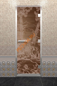 Дверь стеклянная DoorWood Хамам «Мишки» бронза, 1900х700 мм Дверь стеклянная DoorWood Хамам «Мишки» бронза, 1900х700 мм