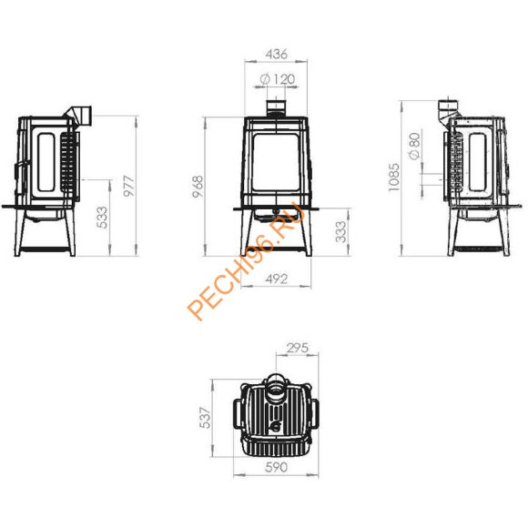 Чугунная печь-камин PLAMEN AUTHENTIC 35