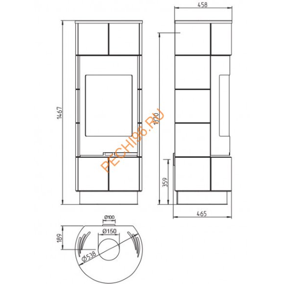 Печь-камин Thorma CADIZ Serpentino черная