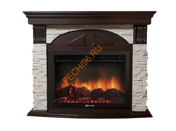 Электрокамин Electrolux EFP/P-2520LS с порталом Firelight Torre 25S, камень белый, темный дуб