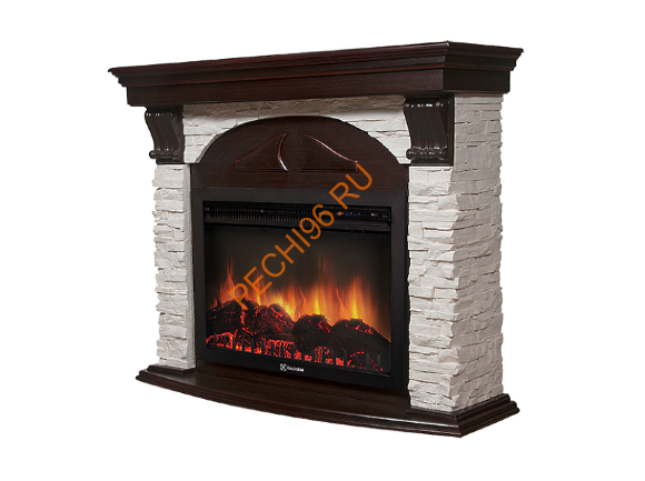 Электрокамин Electrolux EFP/P-2520LS с порталом Firelight Torre 25S, камень белый, темный дуб