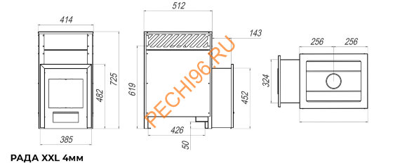 Печь банная Сталь-Мастер Рада 4XXL, дверка чугунная антрацит, дровяная
