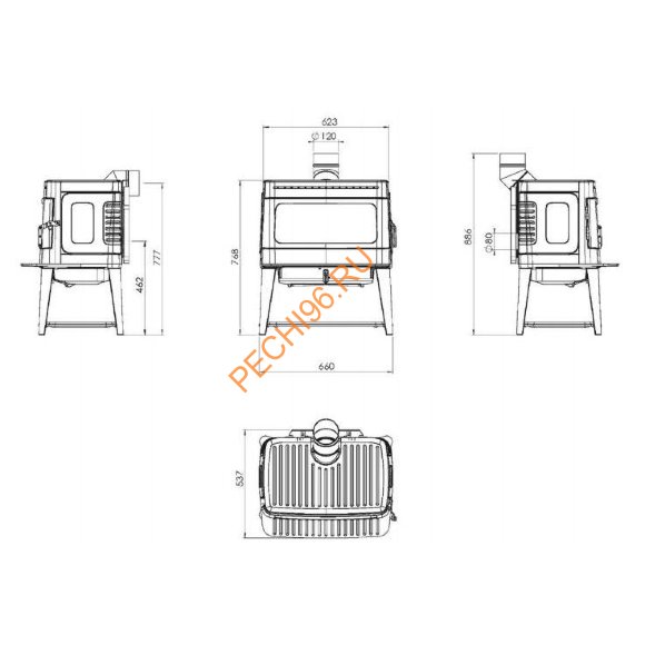 Чугунная печь-камин PLAMEN AUTHENTIC 50