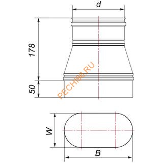 Переходник Вулкан VOR с овала 100x200 на D130 Переходник Вулкан VOR с овала 100x200 на D130