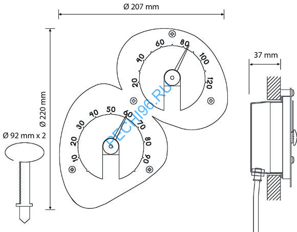 Cветильник Cariitti Термометр-гигрометр черный Cветильник Cariitti Термометр-гигрометр черный