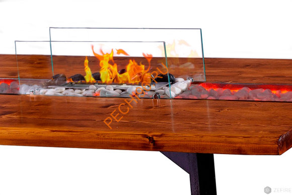 Биокамин ZeFire обеденный стол DOUBLE Биокамин ZeFire обеденный стол DOUBLE