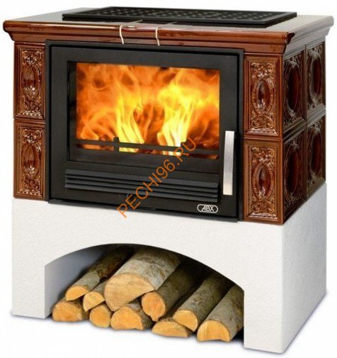 Печь-камин ABX Panonie белый цоколь стальная вставка