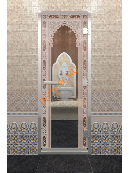 Дверь стеклянная DoorWood Хамам «Восточная арка» прозрачная, 1900х700 мм
