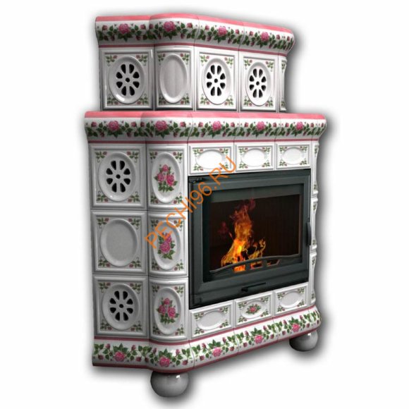 Печь-камин КимрПечь Медальон угловой двухъярусный Розы Печь-камин КимрПечь Медальон угловой двухъярусный Розы