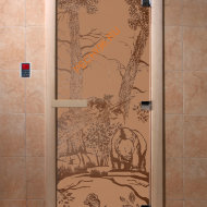Дверь стеклянная DoorWood «Мишки в лесу бронза матовая», 2000х700 мм