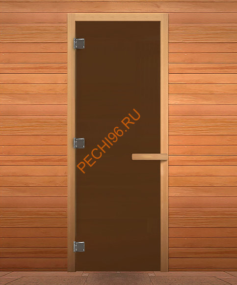 Дверь стеклянная «бронза матовая» коробка 1900х800 мм, осина