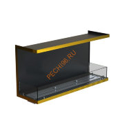 Биокамин фронтальный 1000х500х300 мм, стекло тонированное, рамка латунь Биокамин фронтальный 1000х500х300 мм, стекло тонированное, рамка латунь