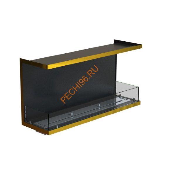 Биокамин фронтальный 1000х500х300 мм, стекло тонированное, рамка латунь Биокамин фронтальный 1000х500х300 мм, стекло тонированное, рамка латунь