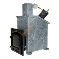 Печь банная Сибирь-премиум 25 (700х700), ТК 400мм, ЗК, в облицовке Президент талькомагнезит Печь банная Сибирь-премиум 25 (700х700), ТК 400мм, ЗК, в облицовке Президент талькомагнезит