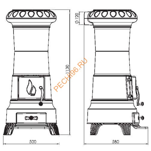 Чугунная печь-камин PLAMEN JULIA эмаль серая