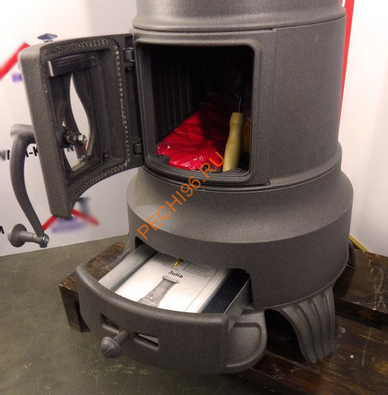 Чугунная печь-камин PLAMEN JULIA эмаль серая