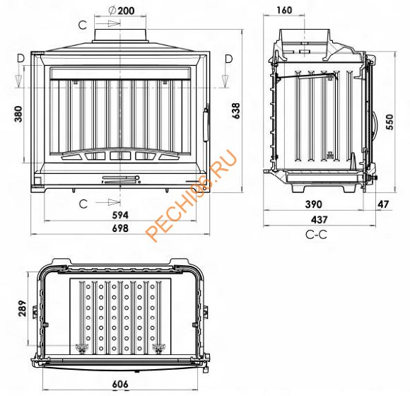 Каминная топка CHAZELLES SOLO D70V Каминная топка CHAZELLES SOLO D70V
