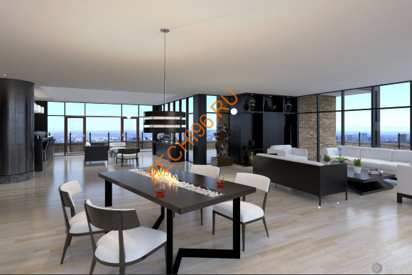 Биокамин ZeFire обеденный стол ISLAND